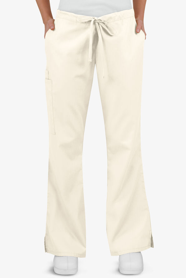 Butter-Soft Core Women's 4-Pocket Elastic Waist Back Drawstring Scrub Pants - Pearl - 1