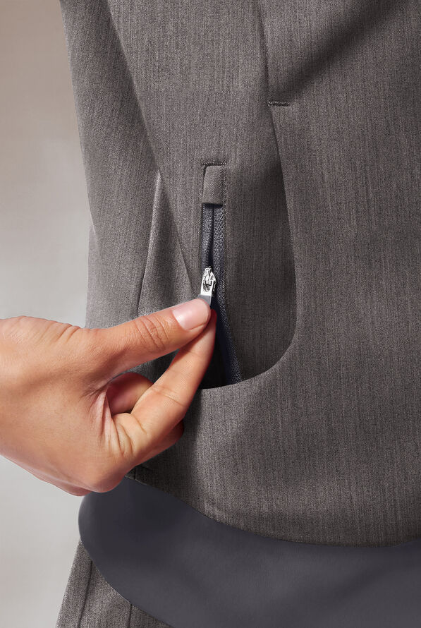 Hypothesis Base Women's 3-Pocket Relaxed Fit Zip Front Scrub Jacket - Graphite - 6