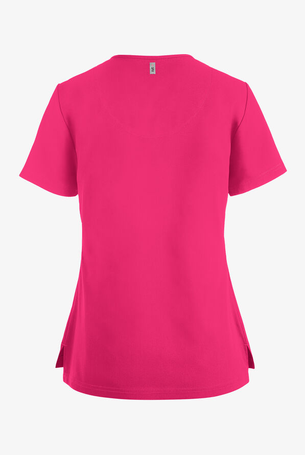 Grey's Anatomy by Barco Spandex STRETCH Bree Women's 1-Pocket Tuck In Scrub Top - Vibrance Pink - 2
