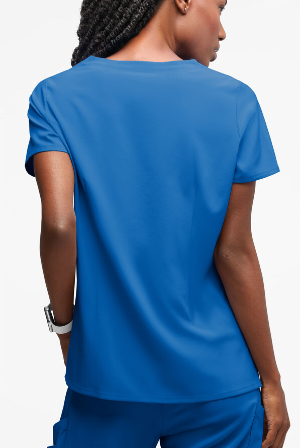 Blusa médica Easy STRETCH Salma con cuello ojo de cerradura y 3 bolsillos para mujer - Royal - 2