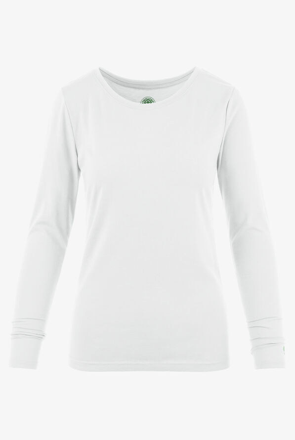 Healing Hands Melissa Women's STRETCH Long Sleeve Knit Underscrub - White - 1