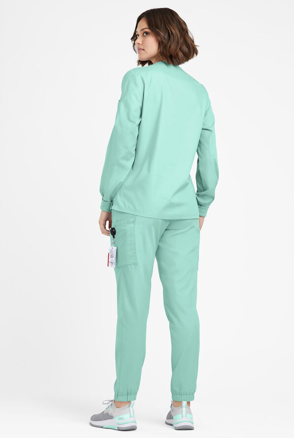 Butter-Soft Originals Women's 7-Pocket Curved V-Neck Long Sleeve Scrub Top - Water Mint - 4