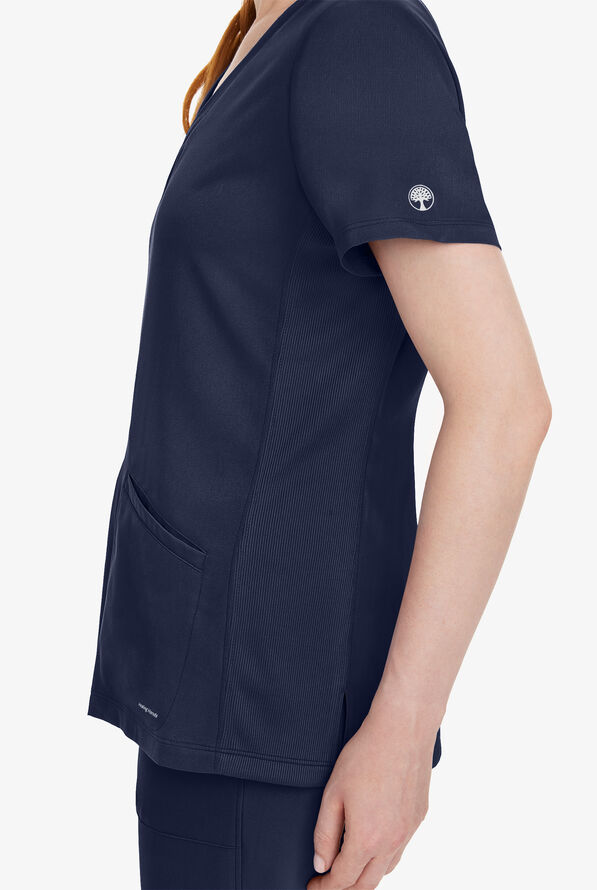 HH Works by Healing Hands Mariah 3-Pocket STRETCH  V-Neck Scrub Top - Navy - 3