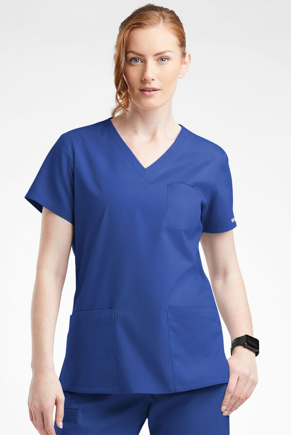 Blusa médica Butter-Soft Originals con cuello en V curvo y 7 bolsillos para mujer - Galaxy - 2