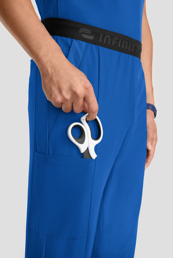 Infinity GNR8 Men's 5-Pocket STRETCH Logo Waistband Straight Leg Cargo Scrub Pant - Royal - 2