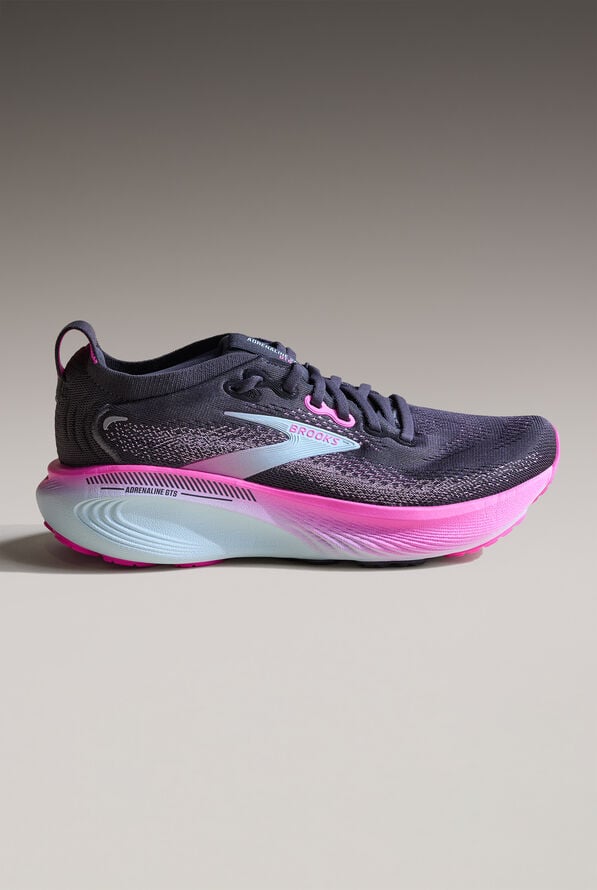 Brooks Women's Adrenaline GTS 25 Black/Cyber Pink/Iced Aqua Athletic Lace Up Shoes - null - 6