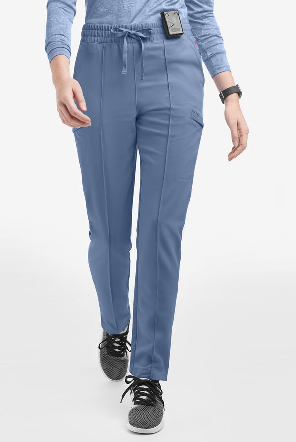 Movement by Butter-Soft Capricorn Women’s 7-Pocket Skinny Pintuck Scrub Pants - Blue Horizon - 1