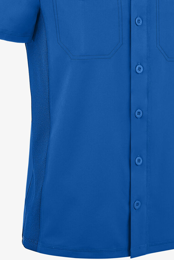 Dickies Dynamix Men's 2-Pocket STRETCH Button Front Scrub Top - Royal - 3