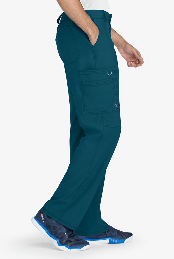 Infinity Men's 5-Pocket STRETCH Tapered Leg Cargo Scrub Pants - Tall - Caribbean Blue - 3