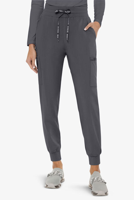 Med Couture Touch Women's 6-Pocket STRETCH High Waisted Double Cargo Jogger Scrub Pants