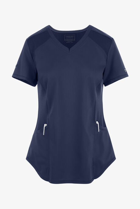 UA Exclusive Cherokee Workwear Revolution Women's 2-Pocket STRETCH Mesh Trim V-Neck Scrub Top