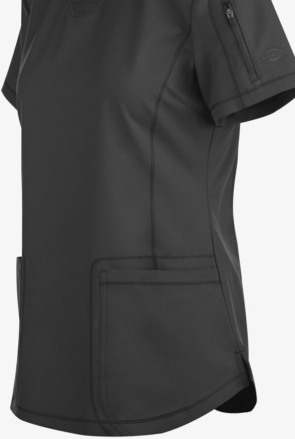 Blusa m&eacute;dica Dickies Dynamix STRETCH con 3 bolsillos y cuello en V para mujer - Black - 4