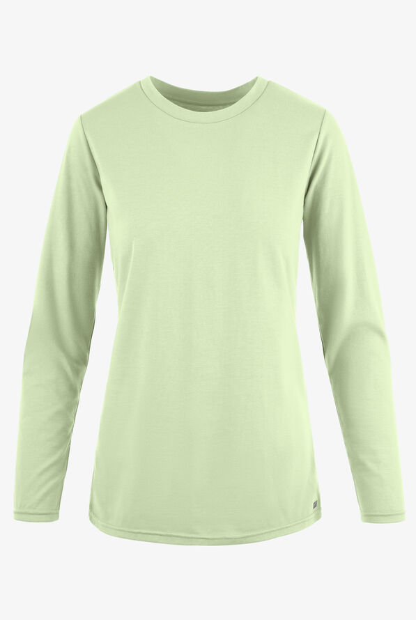 Butter-Soft Originals Women's STRETCH Cotton-Rich Long Sleeve Crew Neck Knit Underscrub - Spring Mint - 1