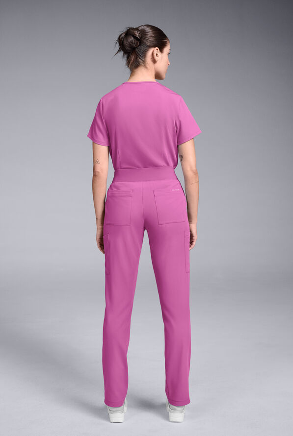 Hypothesis Women's Base 7-Pocket Straight Leg Cargo Scrub Pant - Petite - Magneta - 2