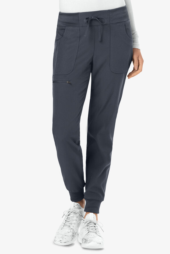heartsoul Scrubs Break On Through Women's 6-Pocket STRETCH Elastic Cuff Jogger Scrub Pants - Tall - Pewter - 1