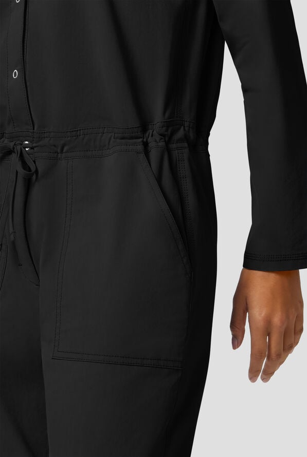 Dickies Forge Women's 5-Pocket Roll Up Sleeve Scrub Jumpsuit - Black - 2