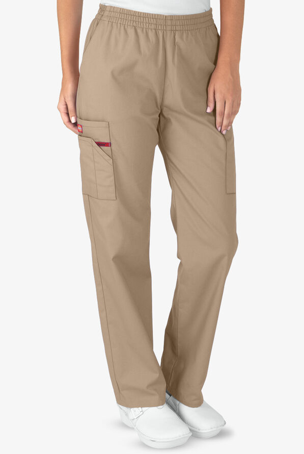 Dickies EDS Signature Women's 6-Pocket Classic Fit Pull-On Scrub Pants - Dark Khaki - 1