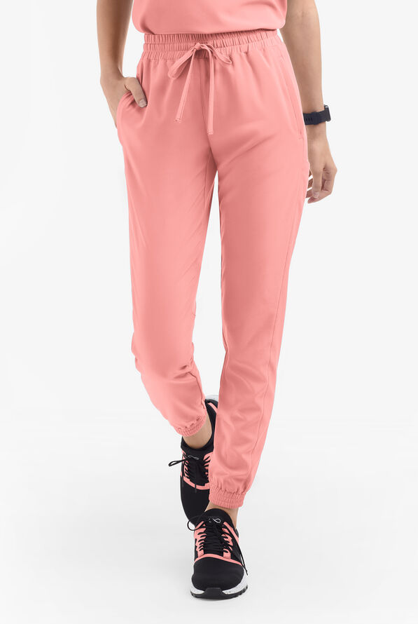 Easy STRETCH Kourtney Women's 5 Pocket Modern Slim Leg Jogger Scrub Pants - Petite - Autumn Coral - 2
