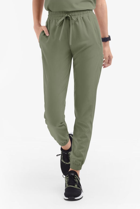 Easy STRETCH Kourtney Women's 5 Pocket Modern Slim Leg Jogger Scrub Pants - Olive Leaf - 2