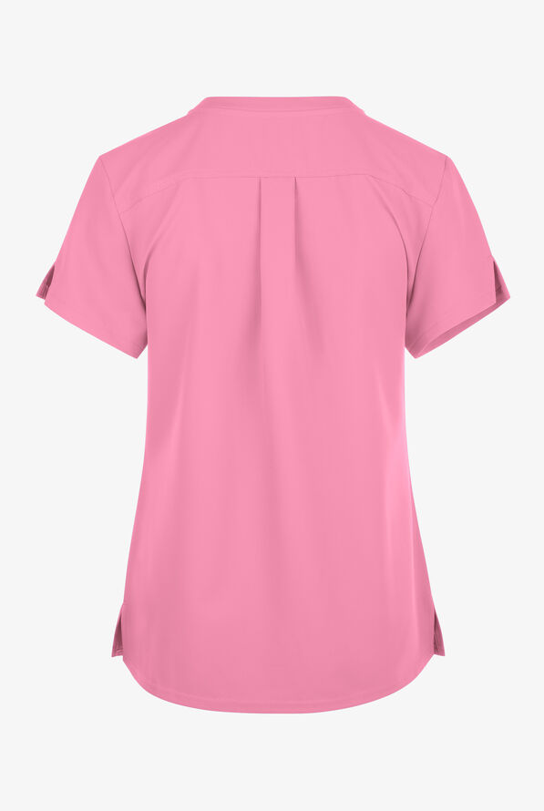 Med Couture Insight Women's 1-Pocket Tuck In V-Neck Scrub Top - Taffy Pink - 2