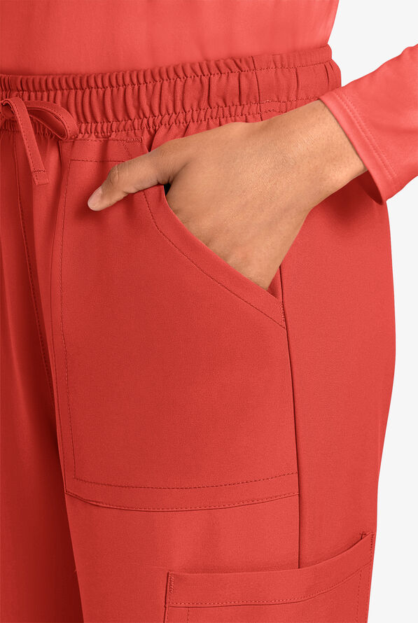 Cherokee Workwear Originals Ultra Women's 4-Pocket Drawstring Cargo Scrub Pants - Spiced Coral - 2