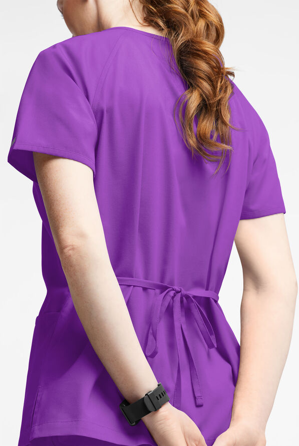 Butter-Soft Originals Women's 3-Pocket Mock Wrap Scrub Top - Wild Plum - 3