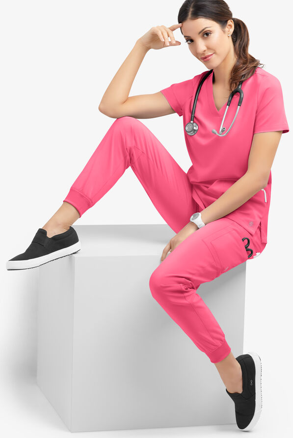 Pantalón médico Easy STRETCH Mila estilo jogger con 5 bolsillos para mujer - Strawberry Fizz - 2