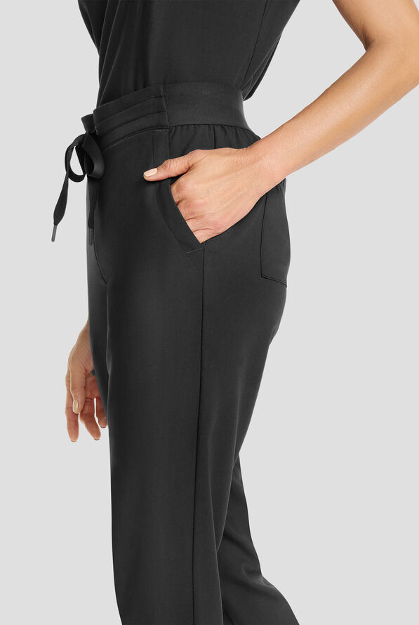 Healing Hands Quest Women's 5-Pocket STRETCH Drawstring Jogger Scrub Pant - Black - 2