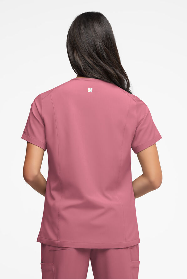 Blusa médica ReSurge Ruby con cuello en V y 5 bolsillos para mujer - Tea Rose - 4