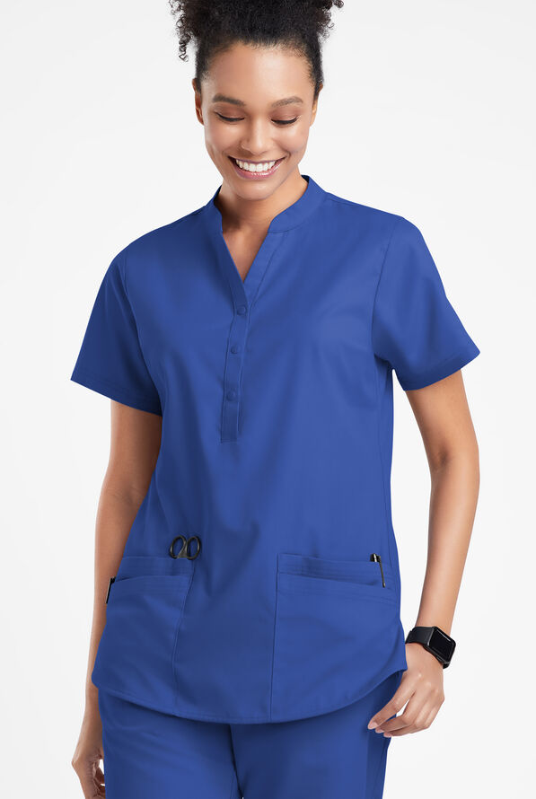 Blusa médica Butter-Soft Originals con cuello mao y 6 bolsillos para mujer - Galaxy - 2