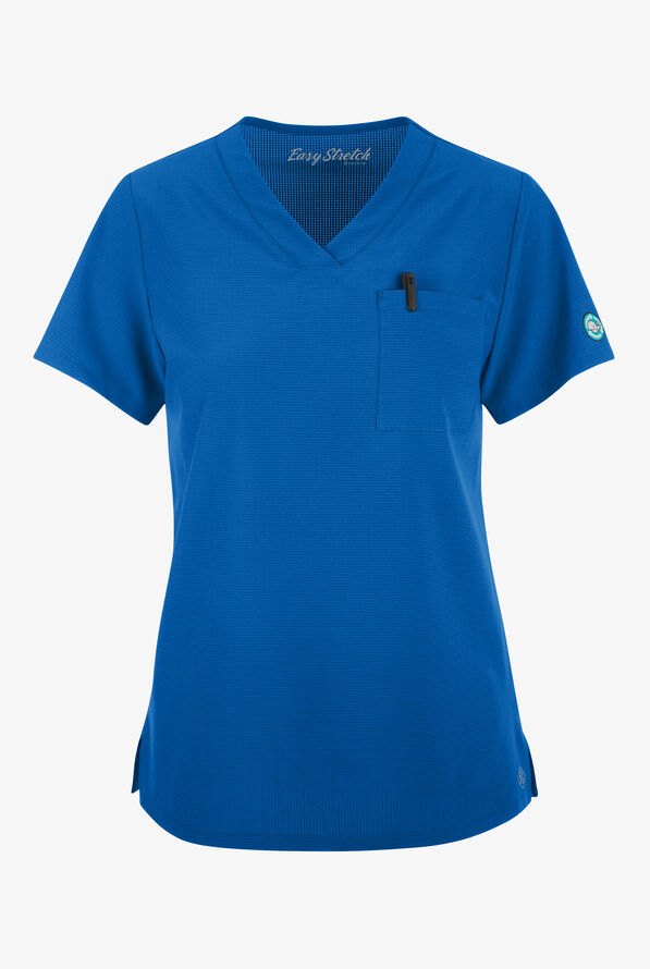 Easy Stretch EcoGrid Ariel Women's 1-Pocket Tuck In/Wear Out Scrub Top - Royal - 1