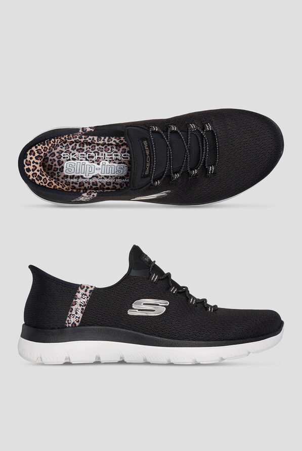 Skechers Sport SUMMITS - LEOPARD CHIC Knit Bungee Athletic Slip-On Shoes - null - 1