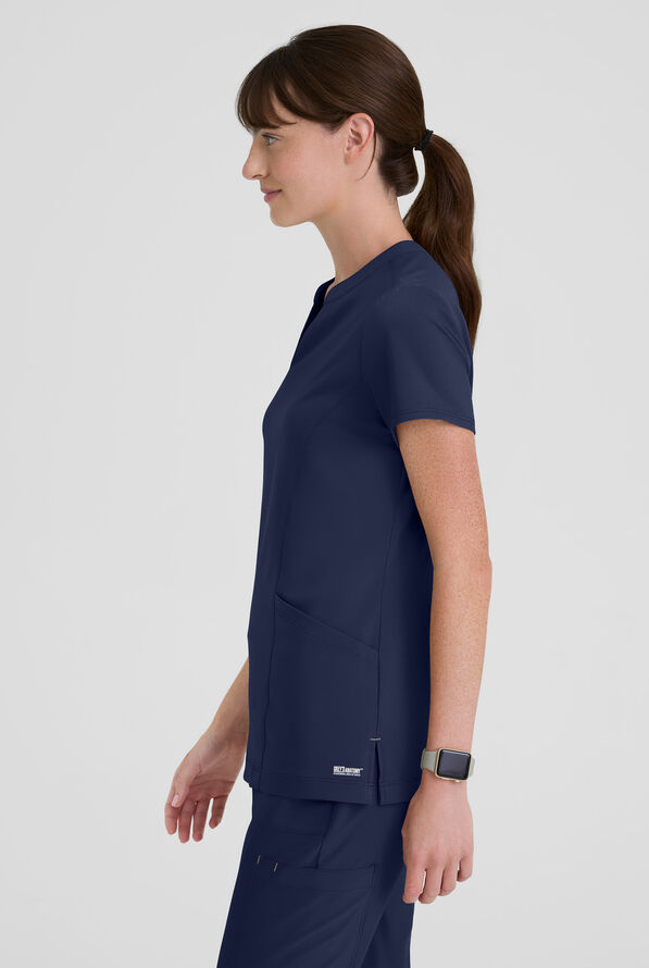 Blusa m&eacute;dica Grey's Anatomy by Barco Evolve STRETCH Sky con cuello con muesca y 2 bolsillos para mujer - Indigo - 2