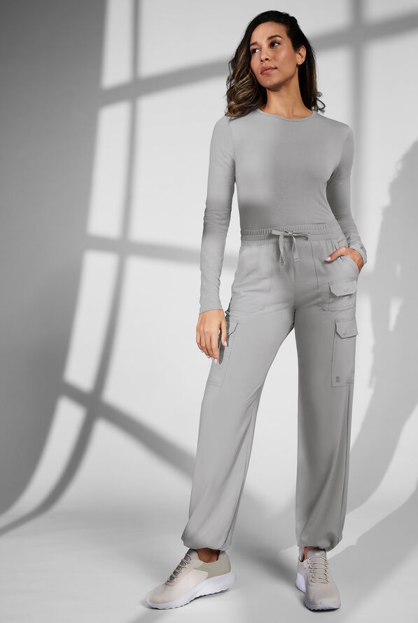 Easy STRETCH Cate Women's Long Sleeve Knit Underscrub - Silver - 5