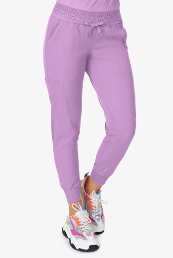 Zavate Ava Therese Sorbet Delights Women's 6-Pocket STRETCH Smile Elastic Waist Jogger Scrub Pants