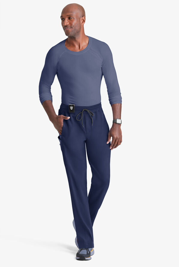 Grey's Anatomy by Barco Spandex STRETCH Hudson Men's 6-Pocket Slim Straight Cargo Scrub Pants - Indigo - 4