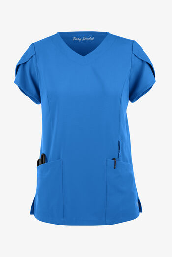 Easy STRETCH Daisy Women's 4-Pocket V-Neck Scrub Top with Petal Sleeves