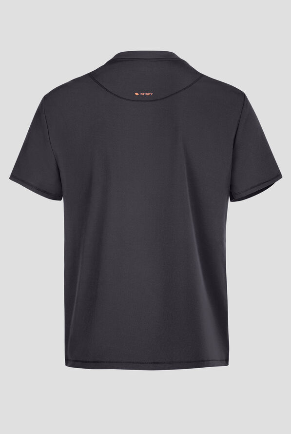 Infinity GNR8 Men's 3-Pocket STRETCH Rib-Knit Trim V-Neck Scrub Top - Pewter - 2