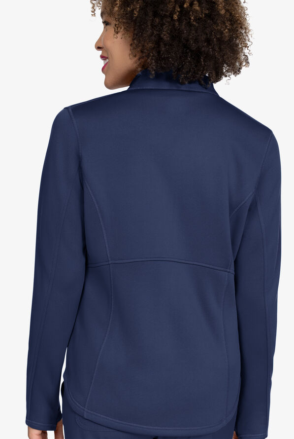 Zavate Ava Therese Megan Women's 2-Pocket Fleece Scrub Jacket - Navy - 4