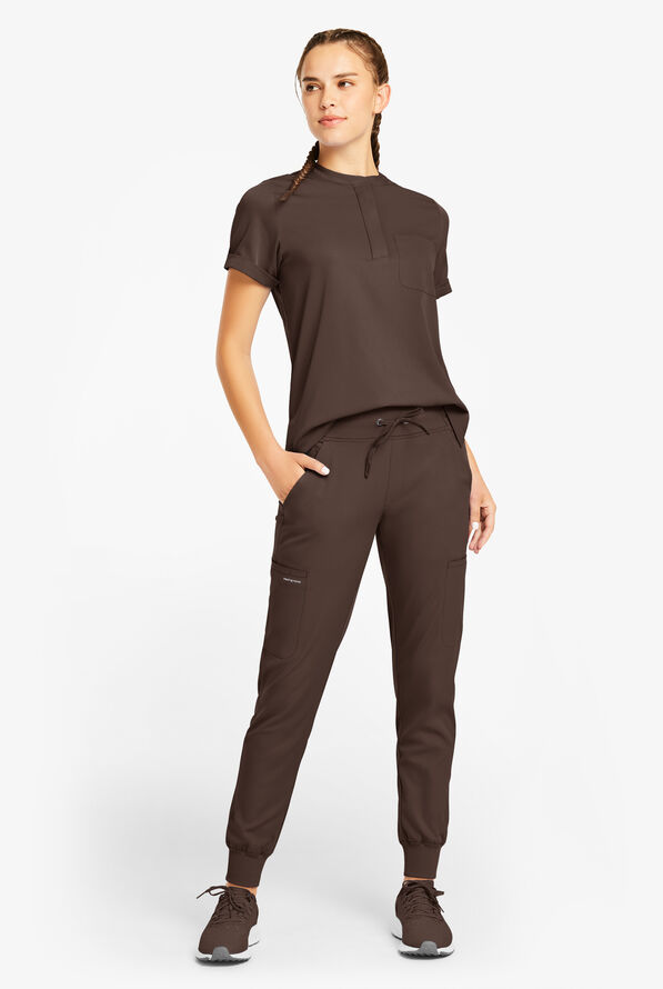 HH Works by Healing Hands Rhea Women's 6-Pocket STRETCH Cargo Jogger Scrub Pants - Dark Chocolate - 4