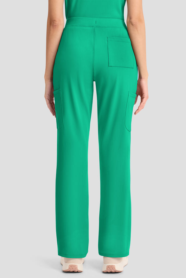 Cherokee Achieve Women's 5-Pocket STRETCH Elastic Waist Drawstring Cargo Scrub Pants - Green Apple - 4