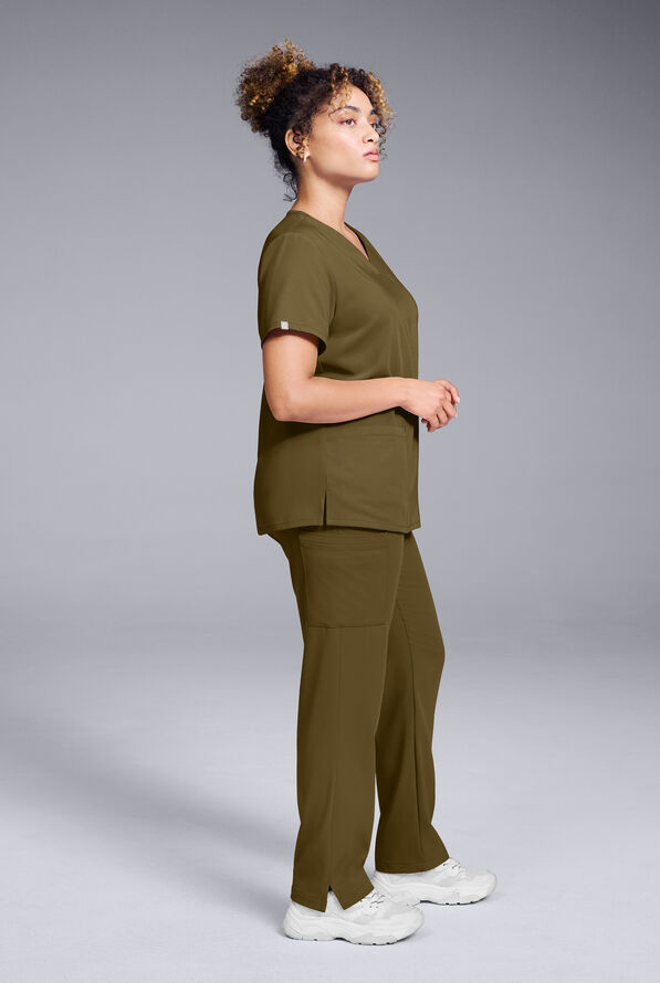 Hypothesis Women's Base 3 Pocket V-Neck Scrub Top - Dark Moss - 6