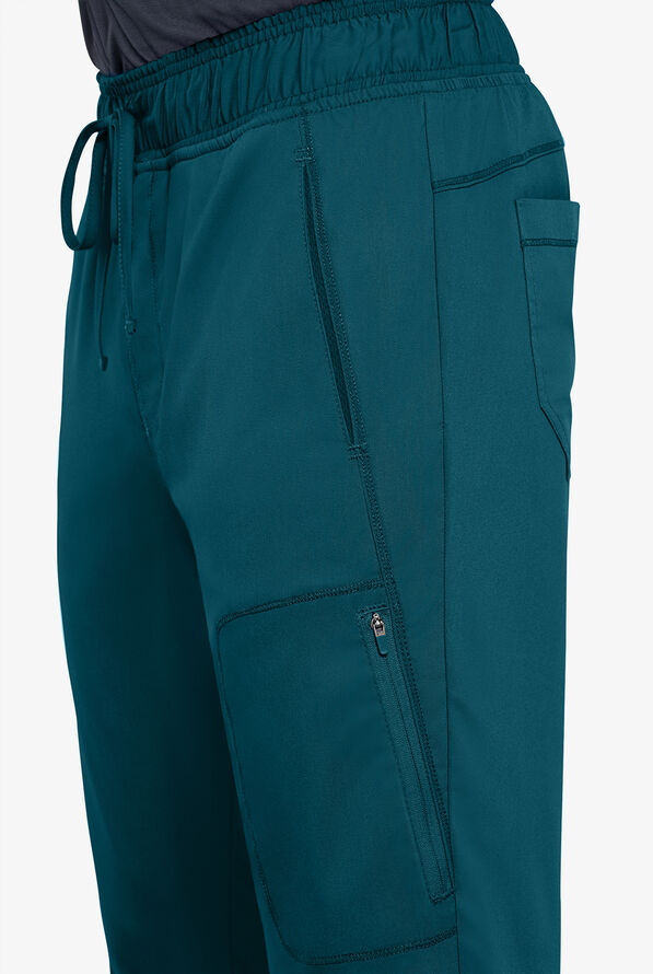Cherokee Workwear Revolution Men's 5-Pocket STRETCH Jogger Scrub Pants - Caribbean Blue - 3