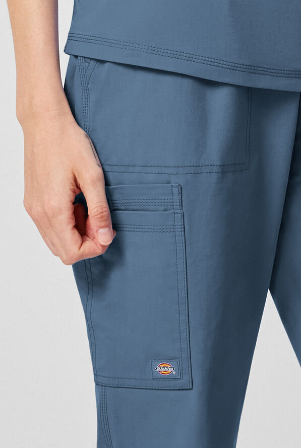 Dickies Forge Women's 6-Pocket Straight Leg Cargo Scrub Pants - Vintage Blue - 3