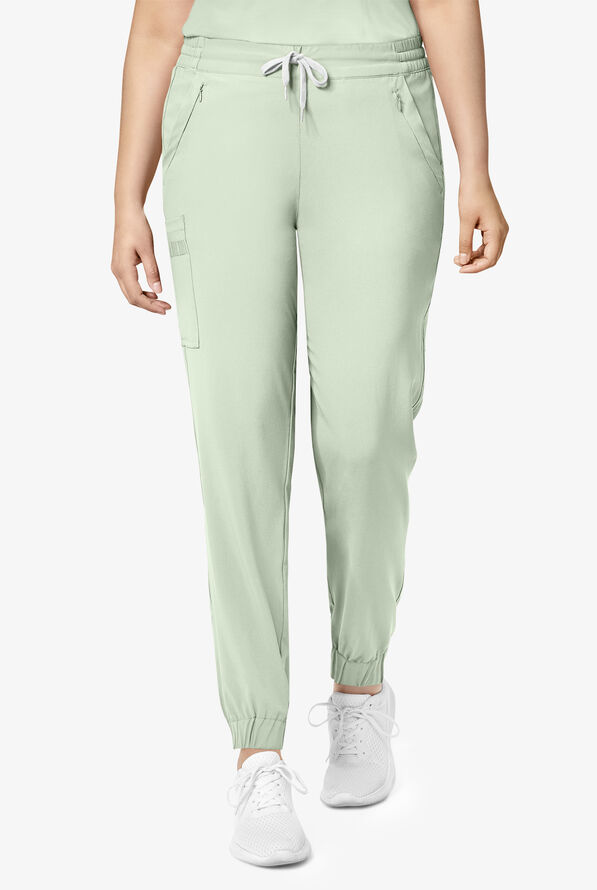 Wink Renew Women's 7-Pocket STRETCH Flat Front Drawstring Cargo Jogger Scrub Pants - Fresh Mint - 1