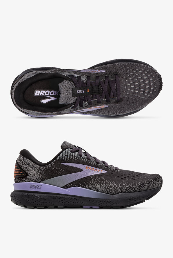 Brooks Women's Ghost 16 Ebony/Lavender/Copper Athletic Lace Up Nursing Shoes - null - 1