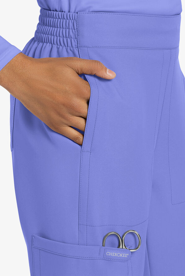 Cherokee Workwear Originals Ultra Women's 5-Pocket Drawstring Jogger Scrub Pants - Ceil Blue - 3