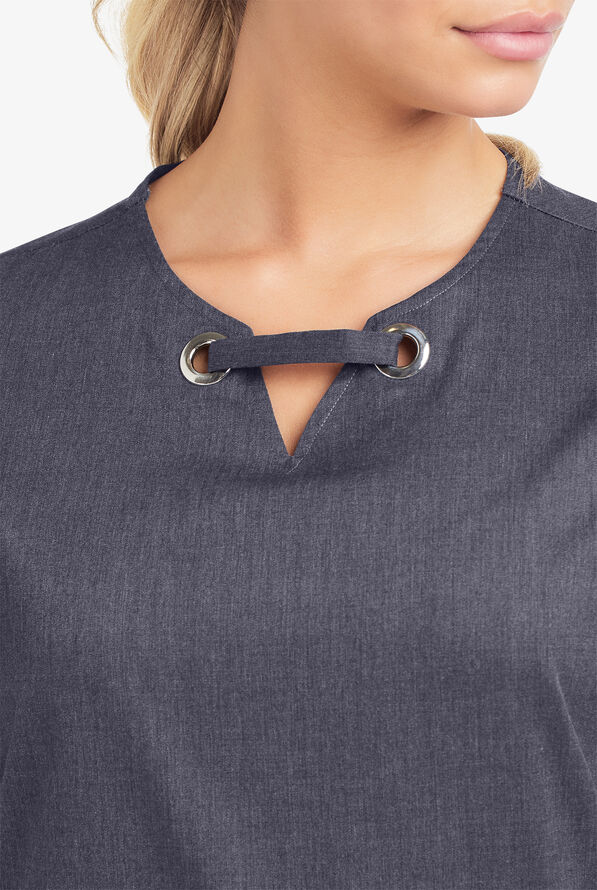 Blusa m&eacute;dica UA Butter-Soft STRETCH con ojales y 4 bolsillos para mujer - Indigo Denim - 6