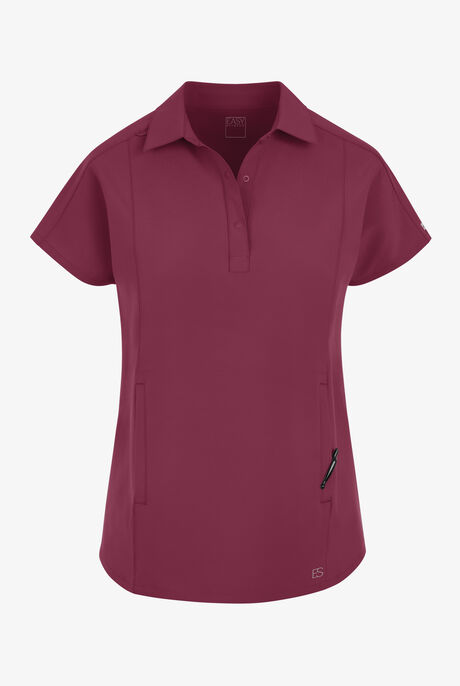 Easy STRETCH LEA Women's 3-Pocket Polo Collar Scrub Top