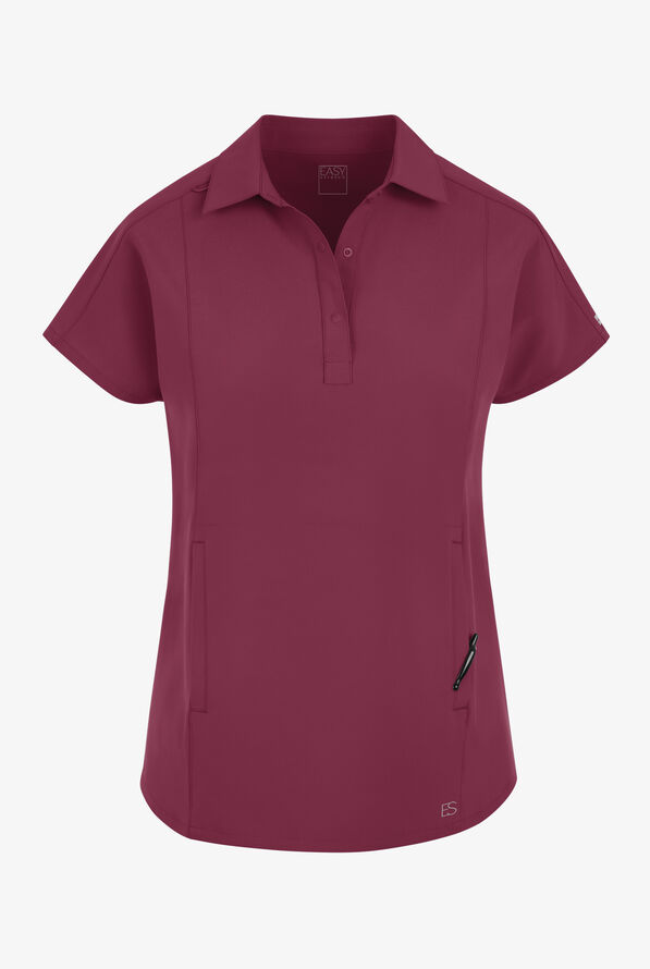 Blusa médica extra holgada Easy STRETCH LEA con mangas dolmán y 3 bolsillos para mujer - Wine - 1